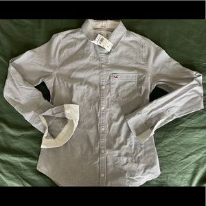 Hollister girls Blue and white button down shirt size XS